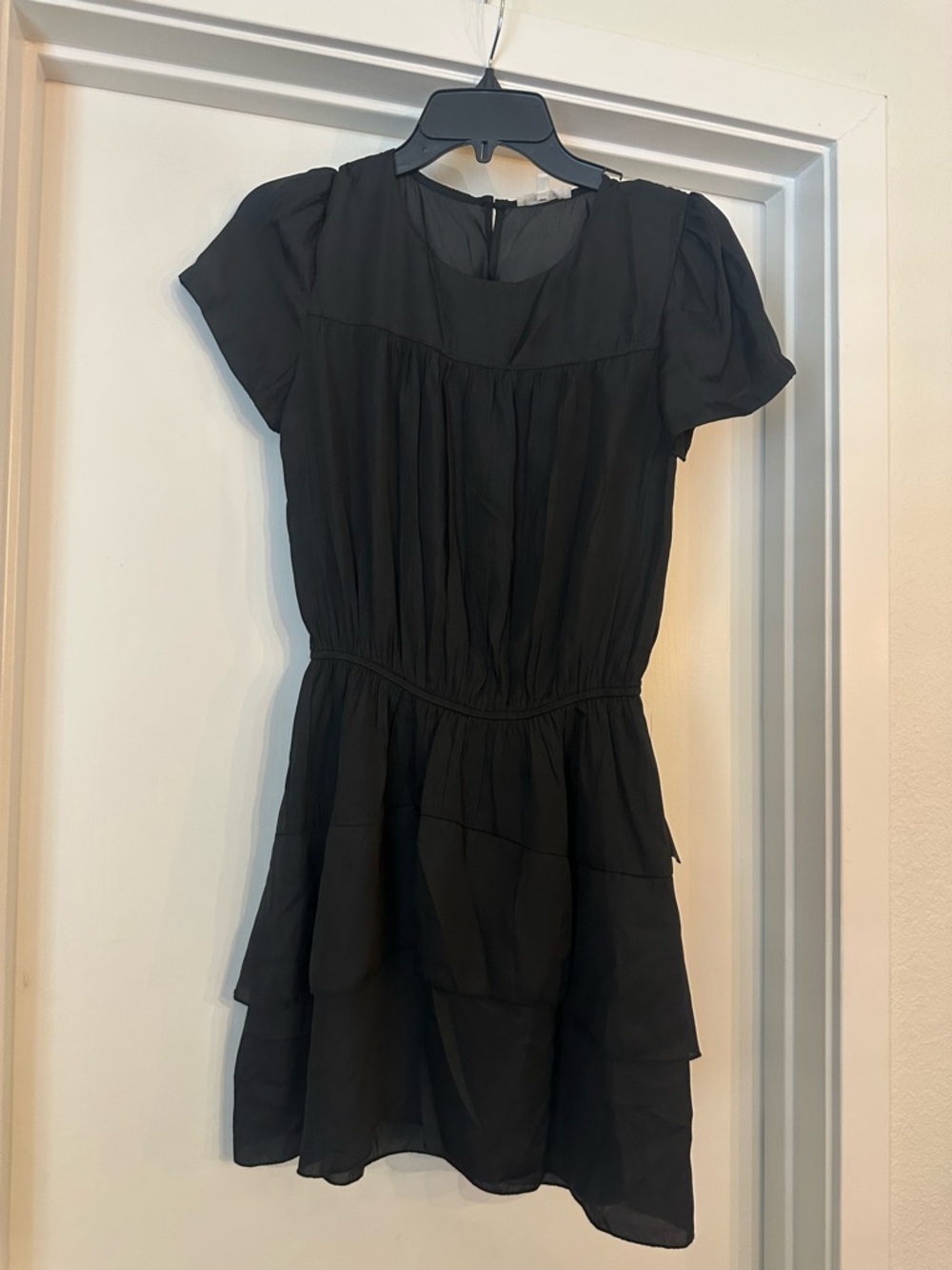 Classic Black Short Sleeve Tiered Dress